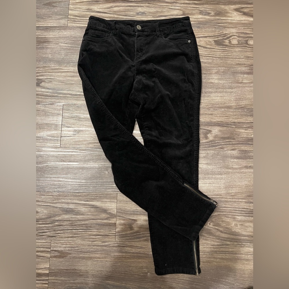 Soft Surroundings Corduroy Pants Sz M Black Zipper leg